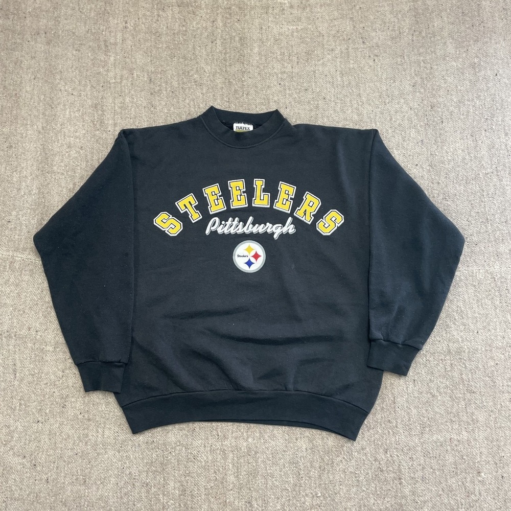 Vintage NFL Pittsburgh Steelers Sweatshirt Mens Large Black 1990s Tultex‎